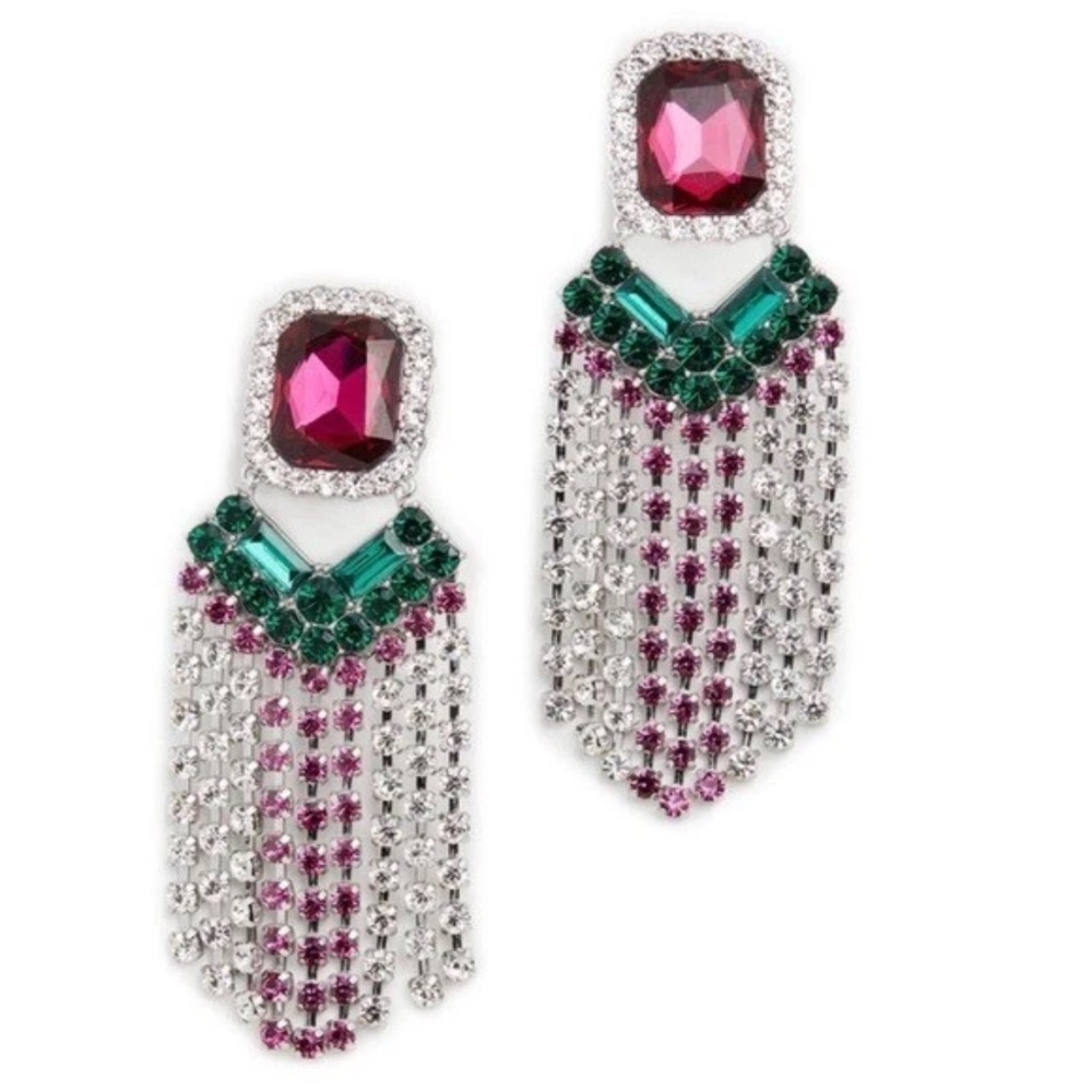 New! FOR LOVE & LEMONS Lizette Chandelier Clip-On Statement Earrings